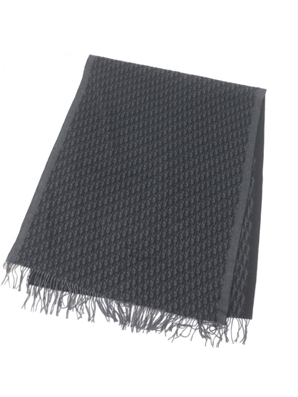 Dior Homme Silk 100% Oblique Logo All Over Pattern Large Shawl Fringe Scarf - Picture 3 of 8